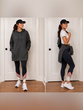 Old Navy & Harlow 3-Piece Athleisure Bundle Oversized Hoodie Grey Leggings Tee